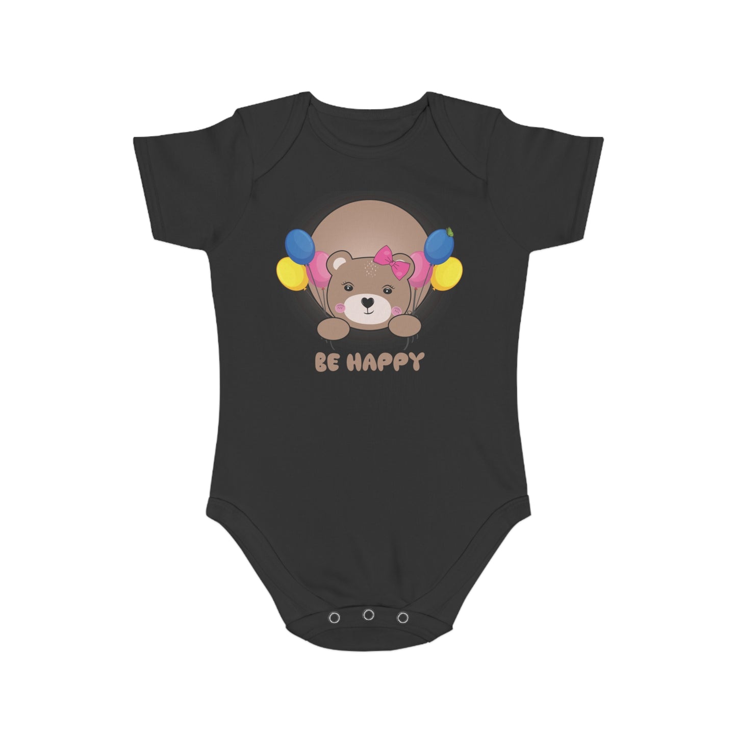 Be Happy Bear design baby bodysuit