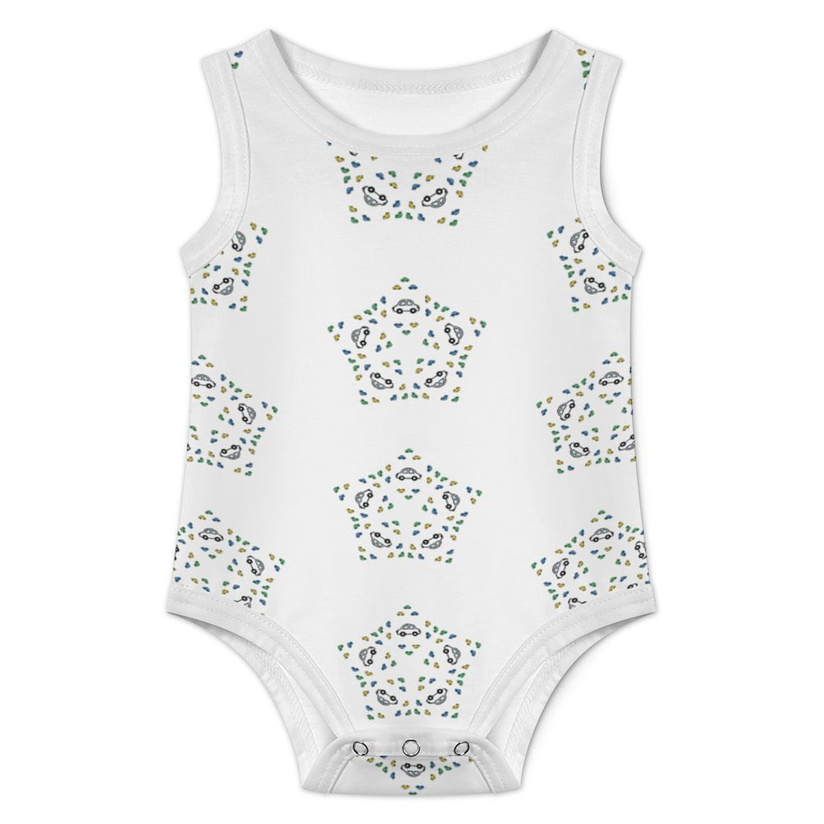 Baby Star Floral Print Sleeveless Cotton Romper