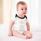 Baby Geometric Motif Short Sleeve Contrast Trim Romper
