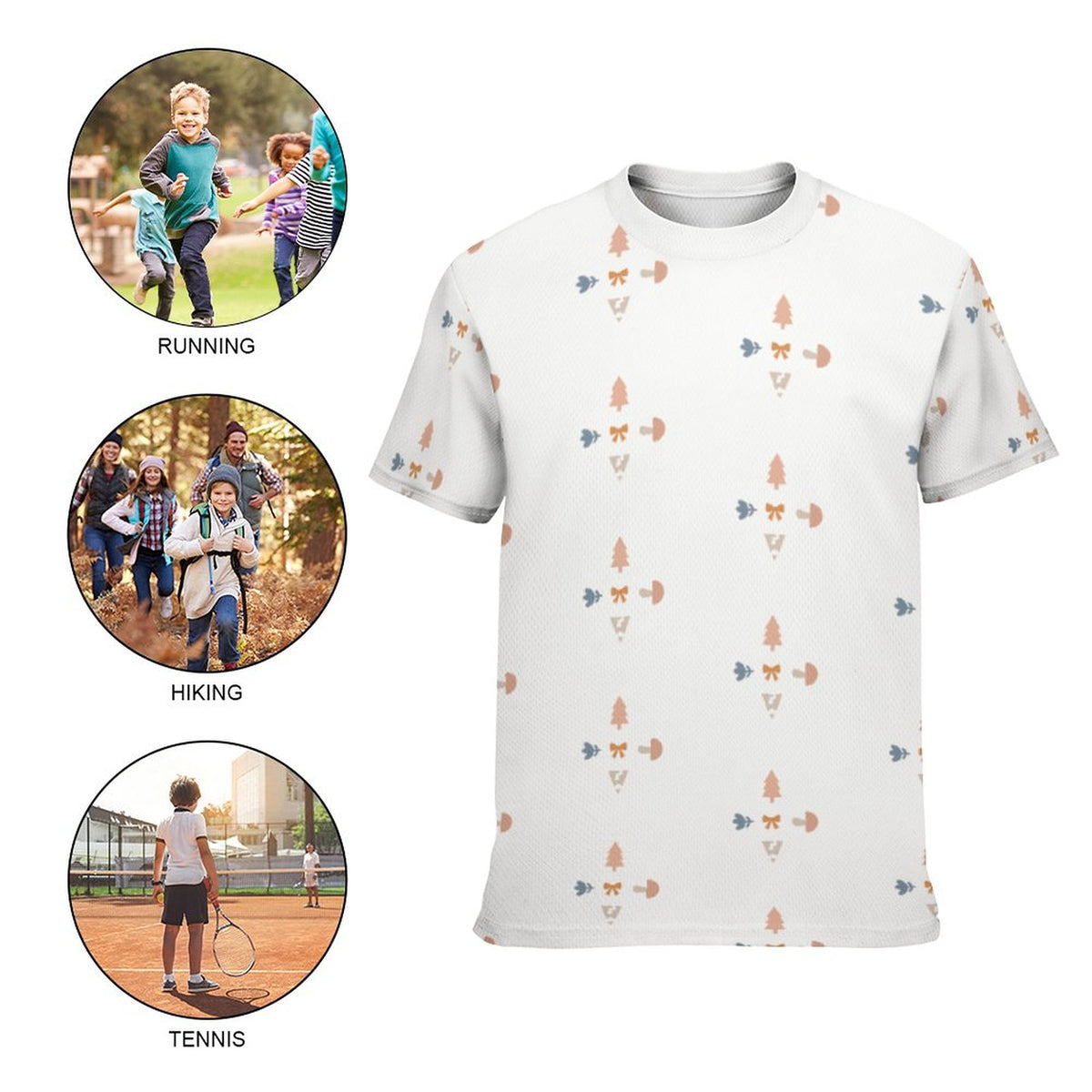 Teens' Geometric Print Short Sleeve T-Shirt