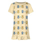 Cute Teddy Bear Girls Short Sleeve Dress | Custom AOP