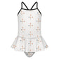 Girls' Geometric Print Ruffle Skirted One-Piece Swimsuit
