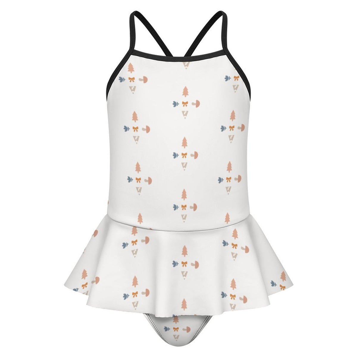 Girls' Geometric Print Ruffle Skirted One-Piece Swimsuit