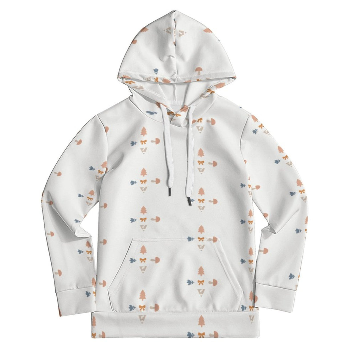 Kids' White Geometric Patterned Long Sleeve Hoodie