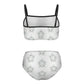 Girls' White Star Print Bikini Set with Black Trim
