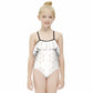 Girls' Geometric Print Contrast Strap Swimsuit