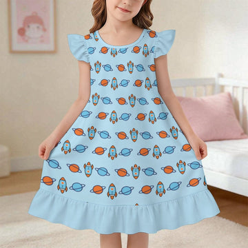 200gsm Girls Ruffle Nightgown | Custom All-Over Print