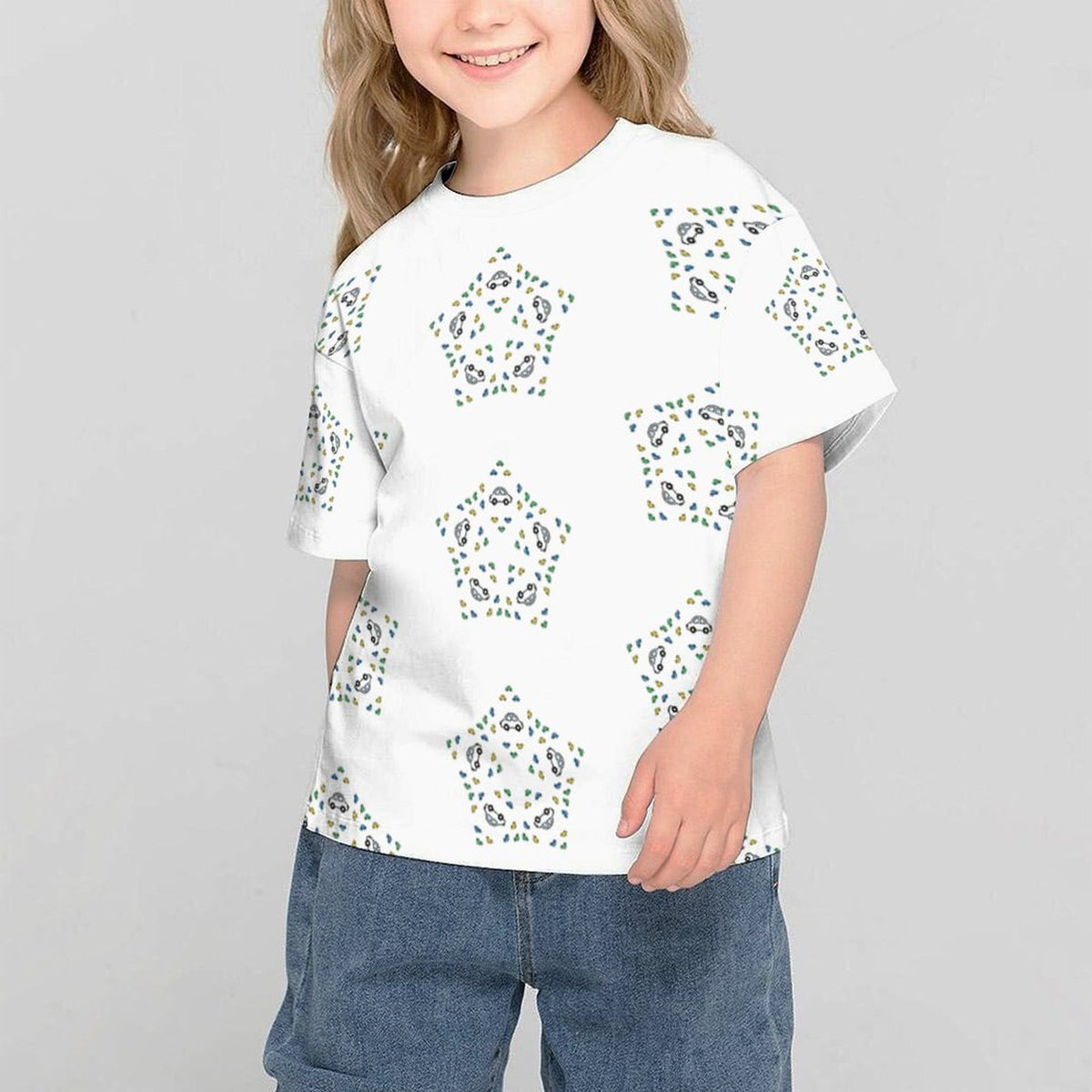 Teens' Geometric Star Print Short Sleeve T-Shirt