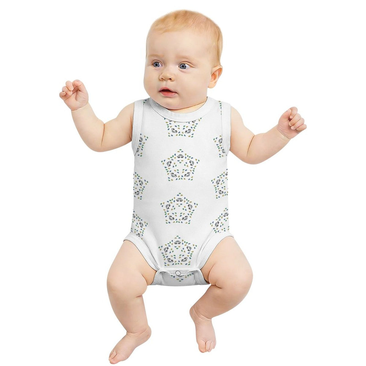 Baby Star Floral Print Sleeveless Cotton Romper