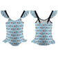 Outer Space Rocket Double Ruffle Girls Swimsuit