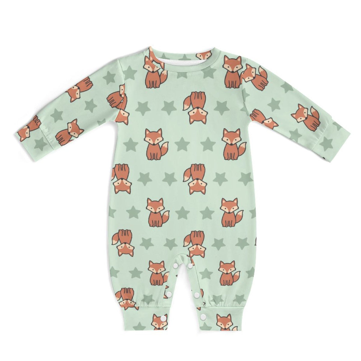 Cute Cotton Baby Fox Print Long Sleeve Bodysuit