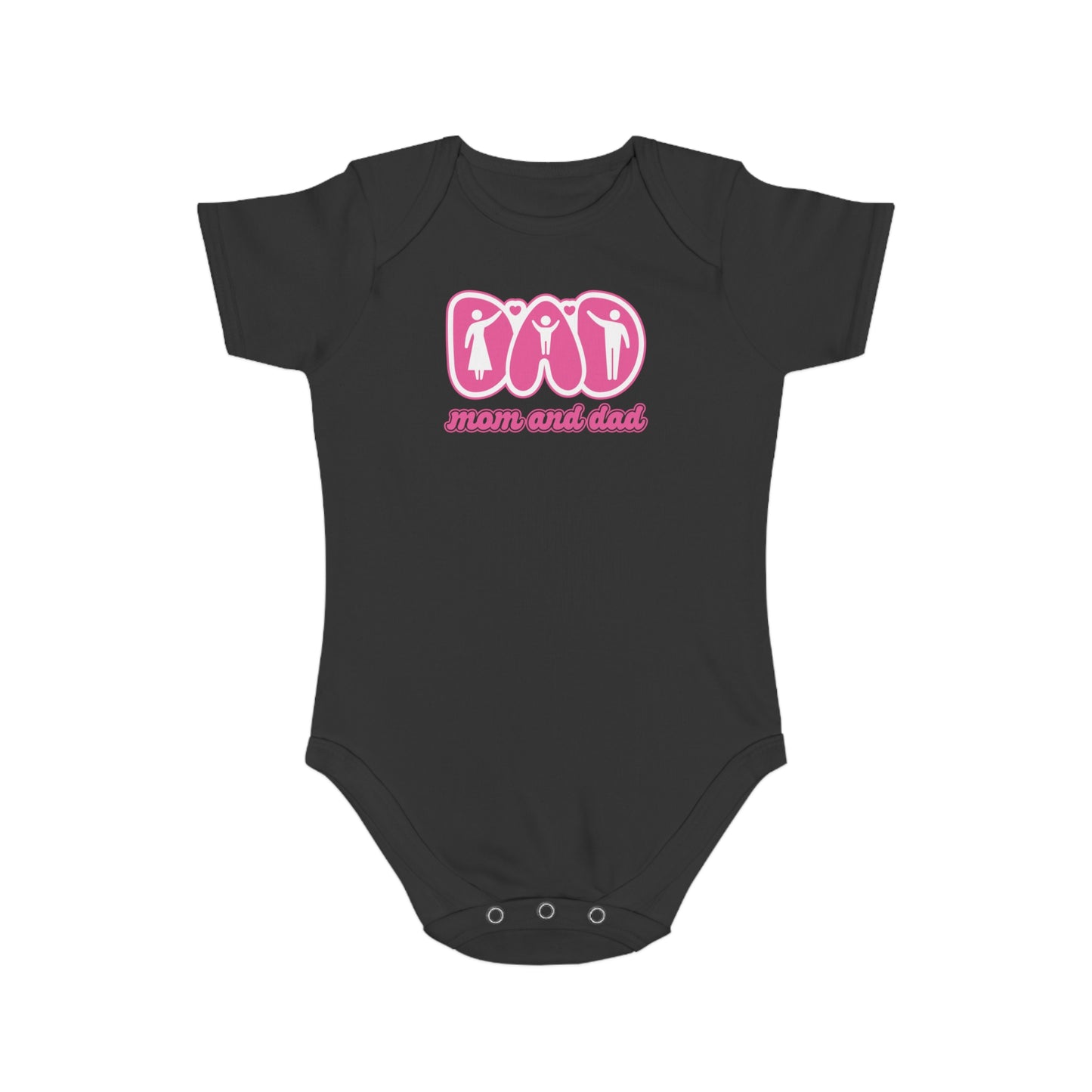 Cute Mom and Dad Short Sleeve Baby Bodysuit