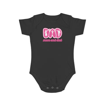 Cute Mom and Dad Short Sleeve Baby Bodysuit