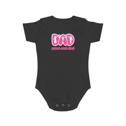 Cute Mom and Dad Short Sleeve Baby Bodysuit