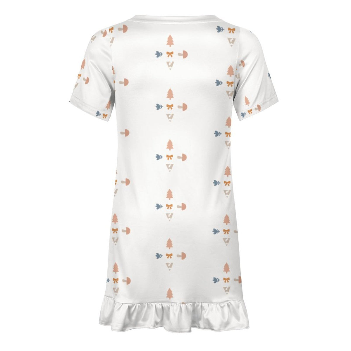 Girls' Geometric Print Ruffle Hem Short Sleeve Dress