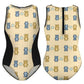 Cute Teddy Bear Zip Front Girls Swimsuit | Color Block