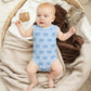 Baby Blue Elephant Print Cotton Sleeveless Romper