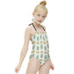 Cute Bunny & Moon Halter One-Piece Girls Swimsuit