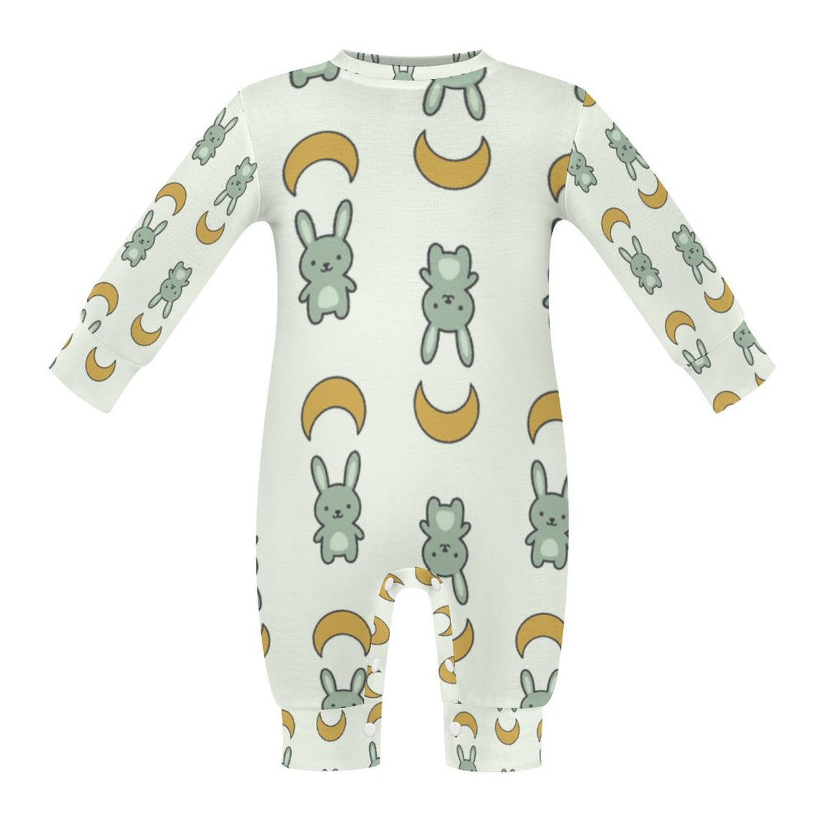 Cute Cotton Baby Bunny & Moon Long Sleeve Bodysuit