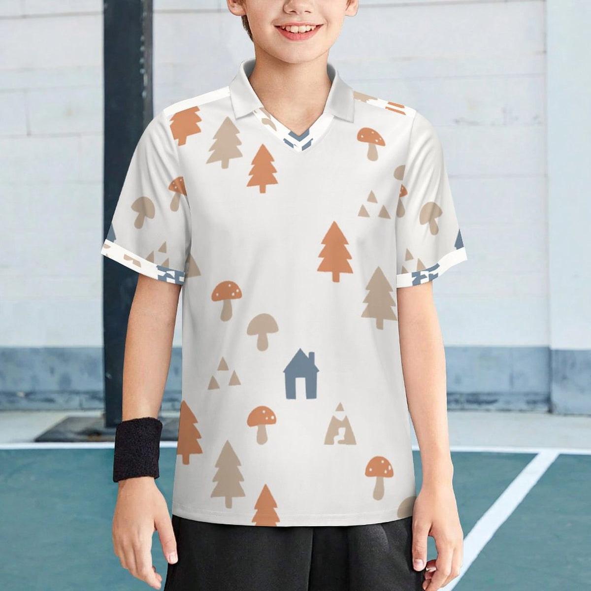 160GSM White Forest Pattern Kids' Soccer Jersey