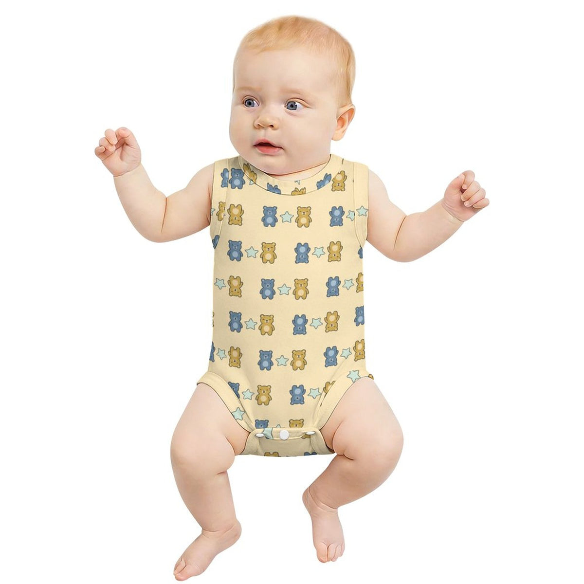 Cute Baby Sleeveless Bear Print Romper Bodysuit