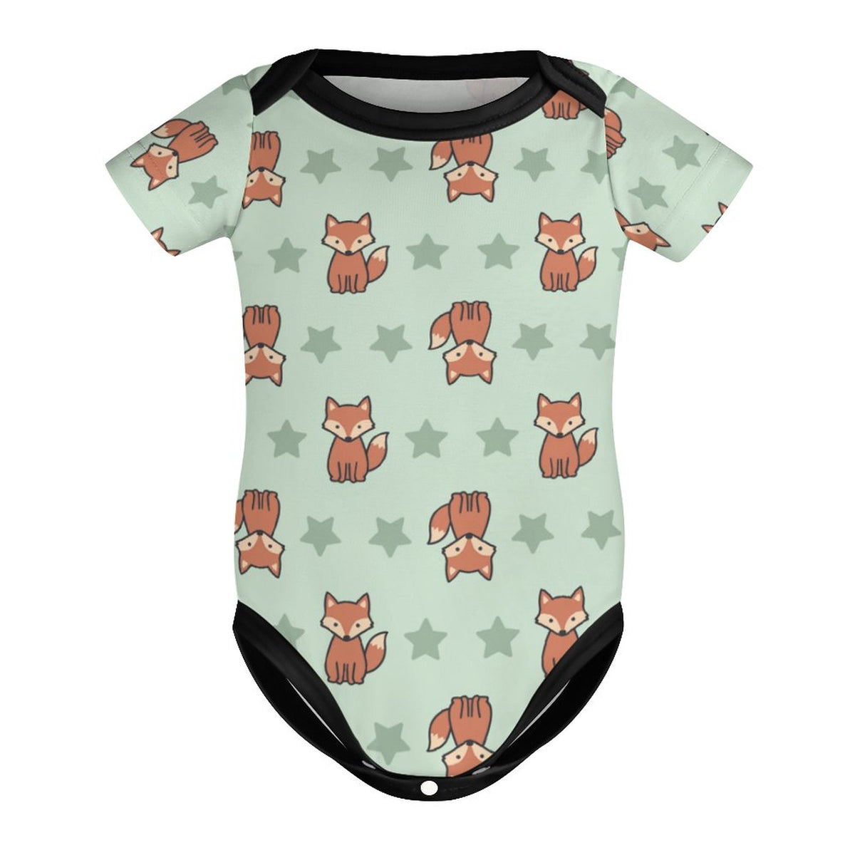 Cute Cotton Baby Fox Print Short Sleeve Onesie