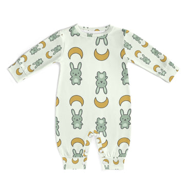 Cute Cotton Baby Bunny & Moon Long Sleeve Bodysuit