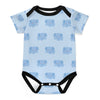 Cute Elephant Print Light Blue Cotton Baby Bodysuit