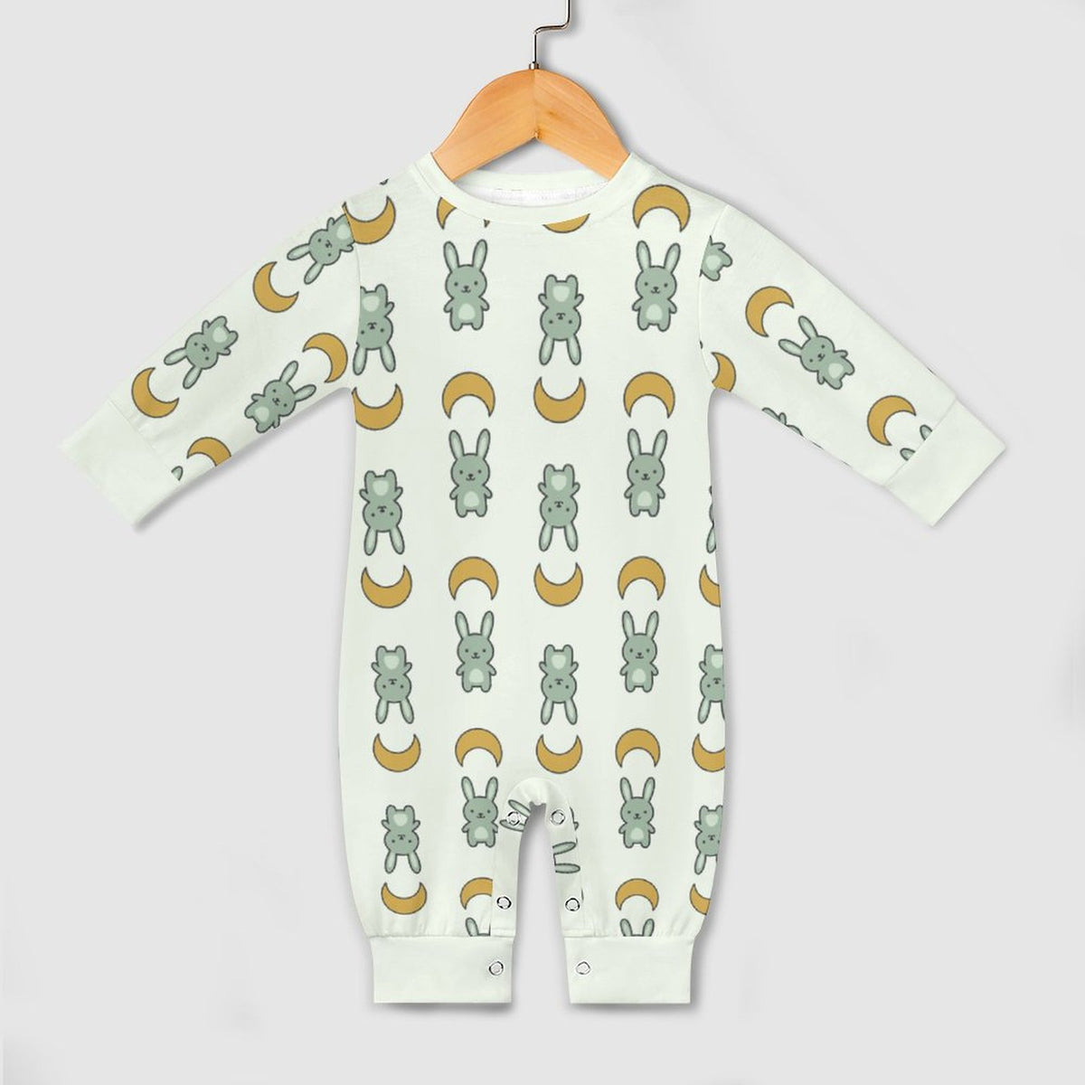 Cute Bunny Pattern Long Sleeve Baby Romper | Custom AOP