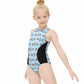 Outer Space High Neck Zip Back Girls Swimsuit