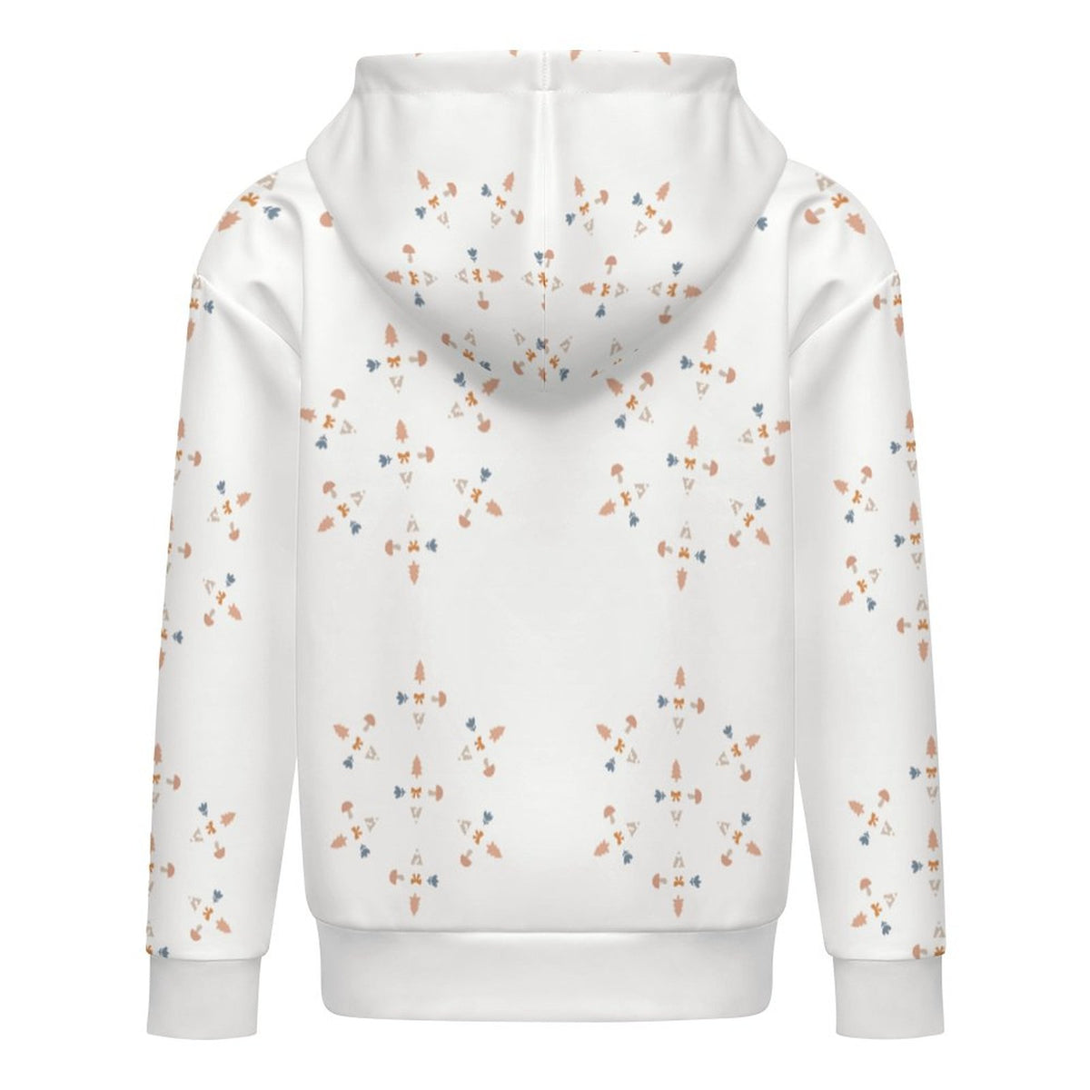230GSM White Geometric Patterned Kids' Hoodie