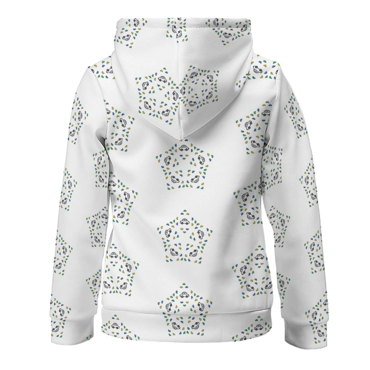 Kids' White Star Print Pullover Hoodie with Pocket