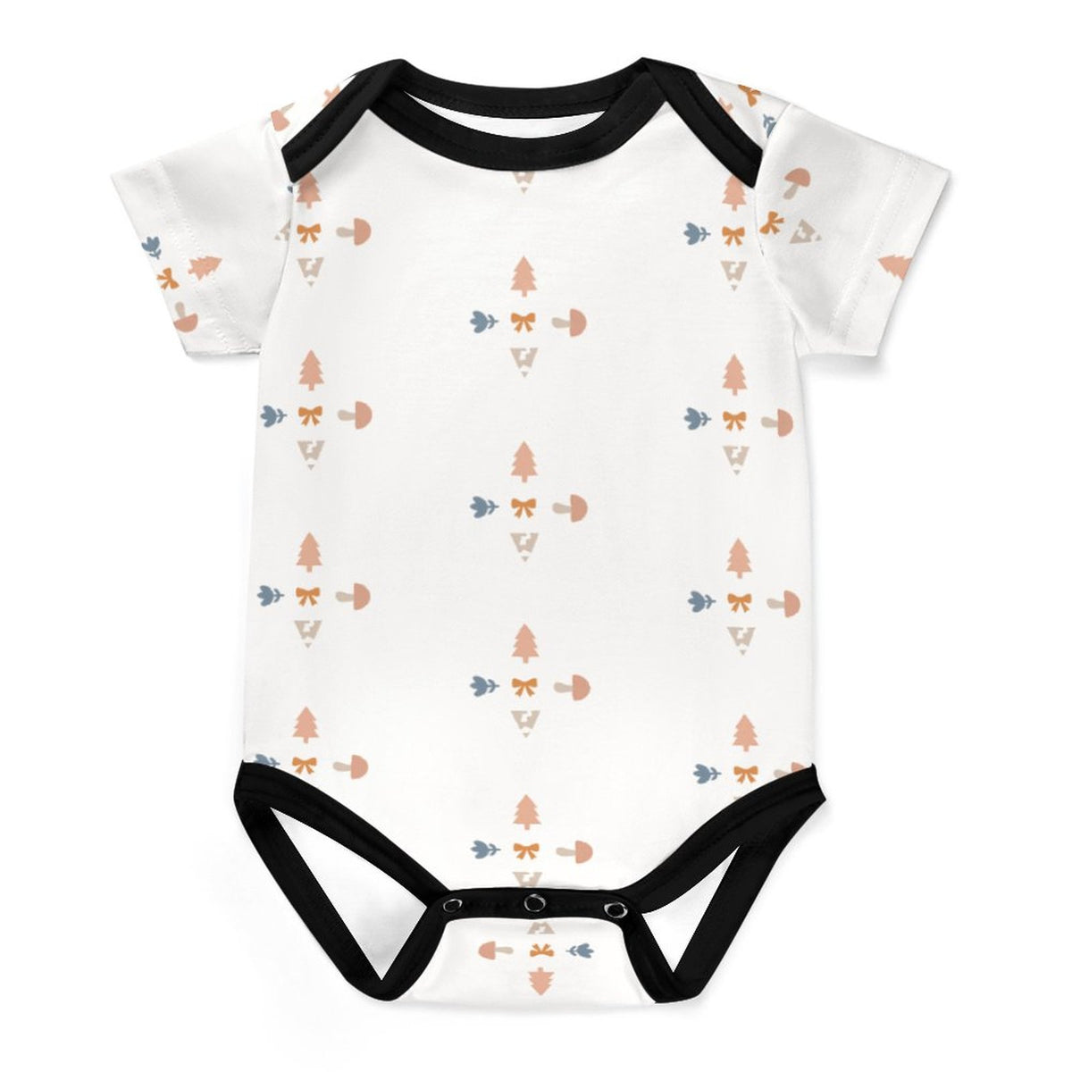 Baby Geometric Motif Short Sleeve Contrast Trim Romper