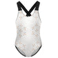 Girls' White Geometric Patterned Beach Swimsuit