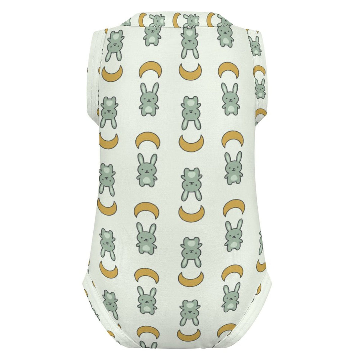 Cute Cotton Baby Bunny & Moon Sleeveless Romper