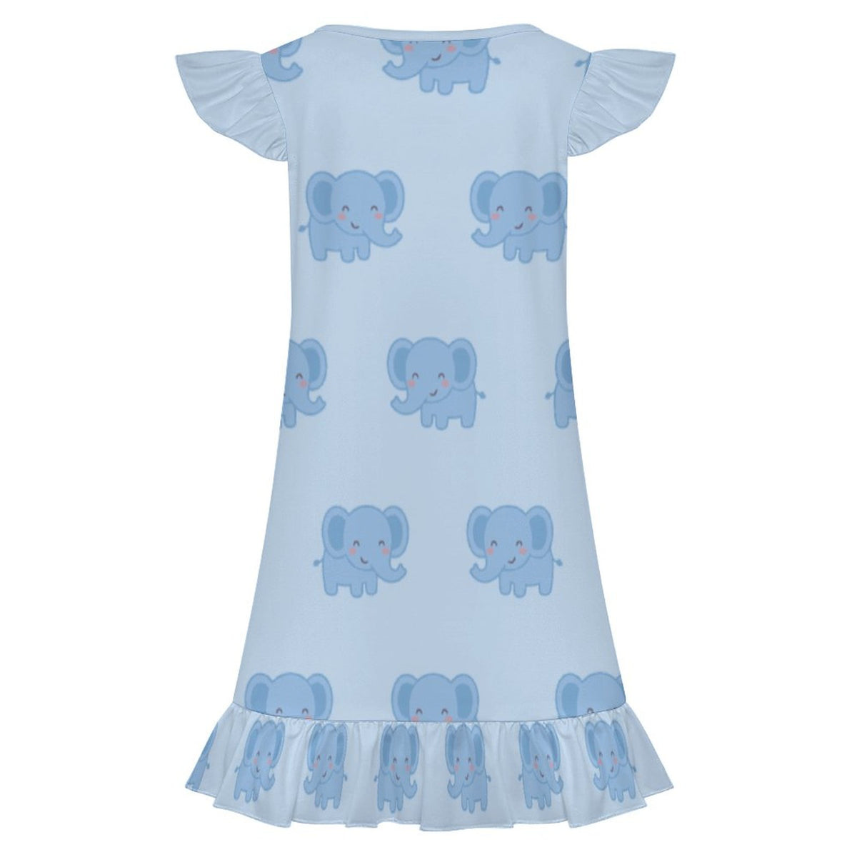 Girls' Light Blue Elephant Short Sleeve Nightgown