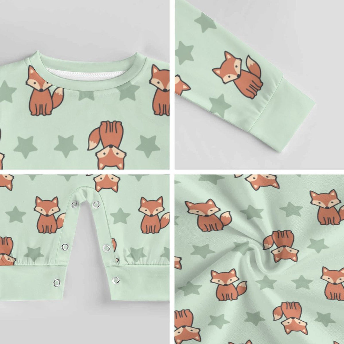 Cute Fox Print Long Sleeve Baby Romper | 180gsm