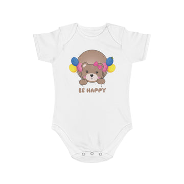 Be Happy Bear design baby bodysuit