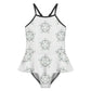 Girls' White Star Print Cami Swimsuit with Ruffle