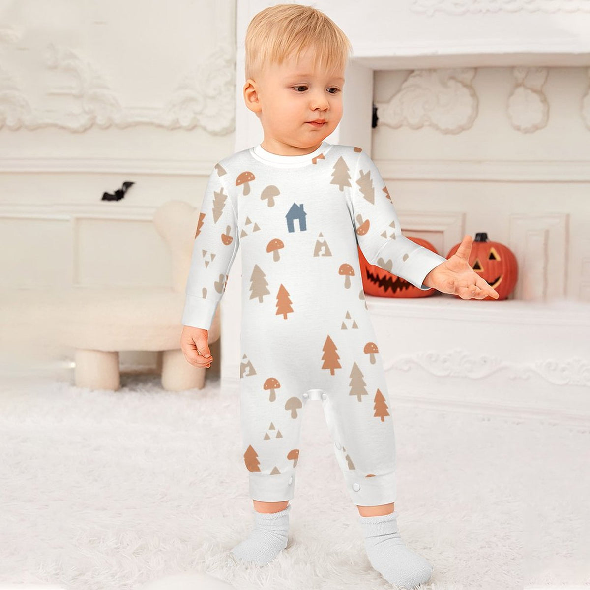 Baby Woodland Print Long Sleeve Cotton Bodysuit