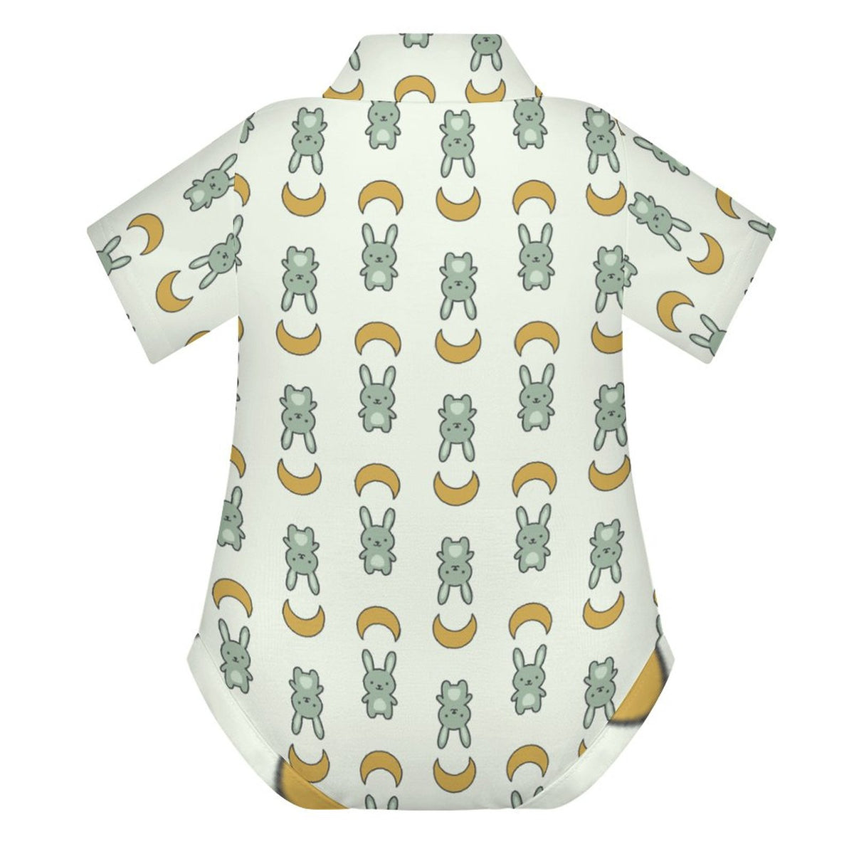 Cute Baby Rabbit Print Short Sleeve Polo Romper