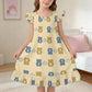Girls Cute Bear Print Ruffle Sleeve Nightgown