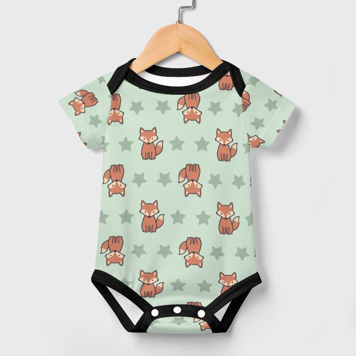 Cute Cotton Baby Fox Print Short Sleeve Onesie