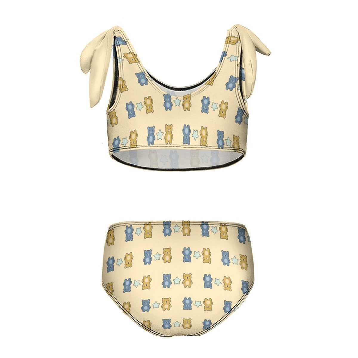 Cute Teddy Bear Tie-Strap Bikini Set for Girls | Custom AOP