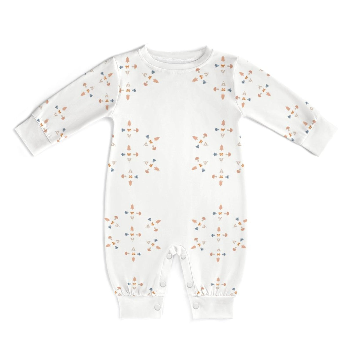 Cute Geometric Motif Cotton Long Sleeve Infant Bodysuit