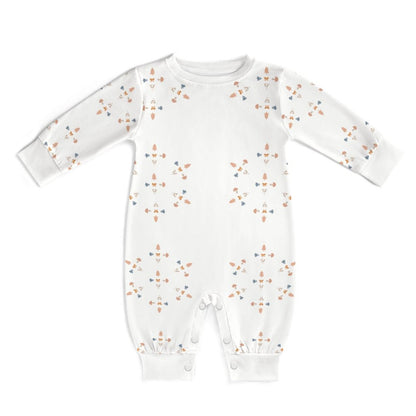 Cute Geometric Motif Cotton Long Sleeve Infant Bodysuit