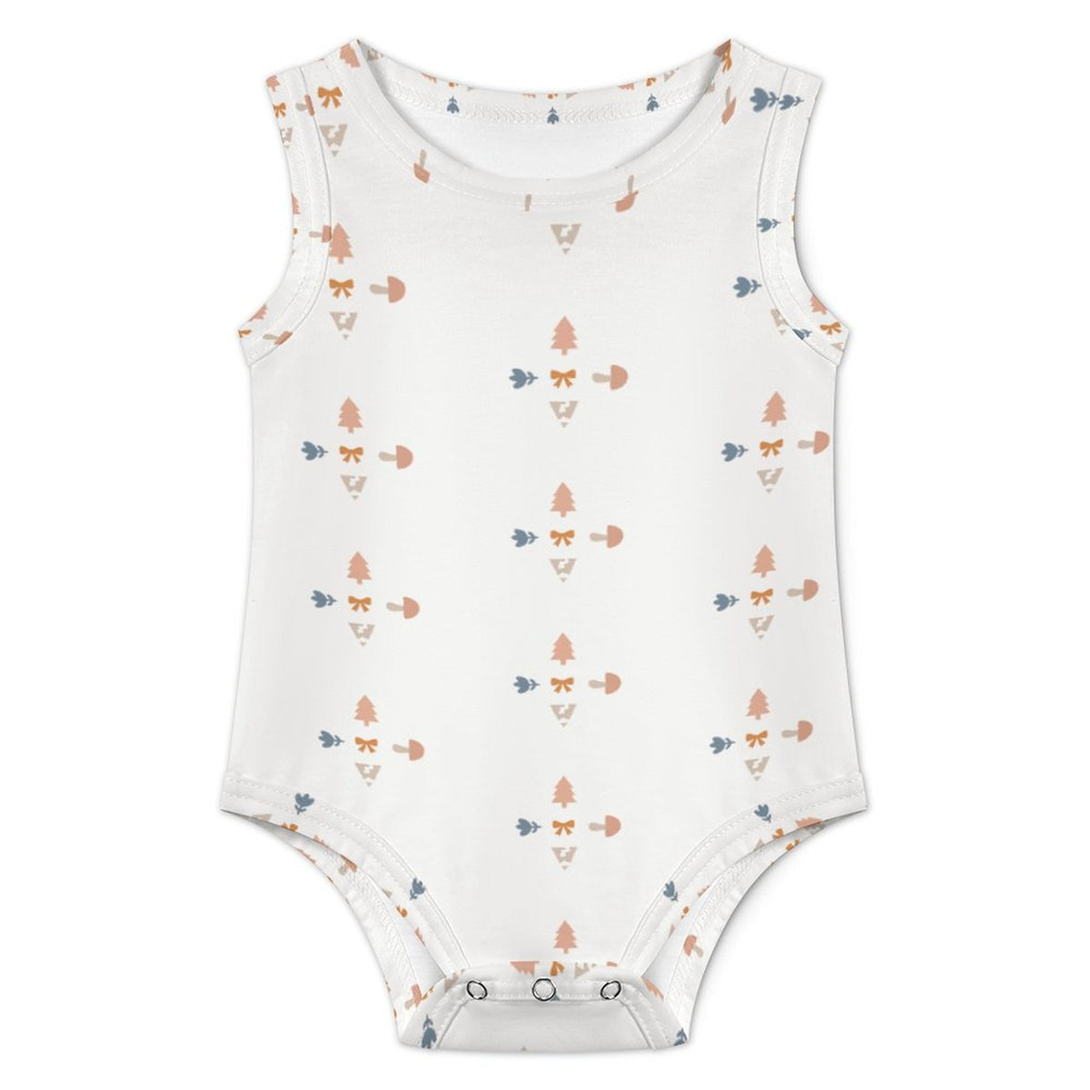 Baby White Patterned Sleeveless Tank Romper