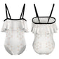 Girls' Geometric Print Contrast Strap Swimsuit
