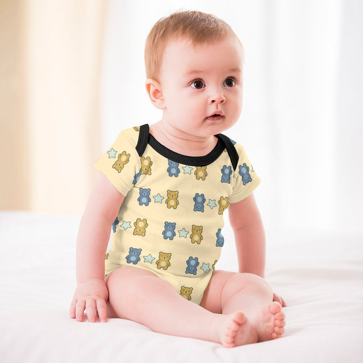 Cute Teddy Bear Short Sleeve Baby Romper | 220gsm