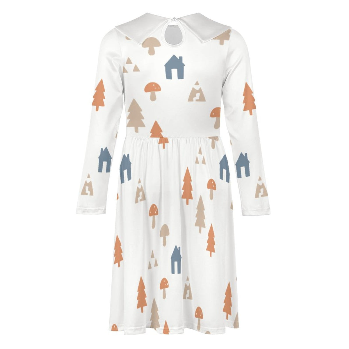 Girls' Woodland Print Peter Pan Collar Dress